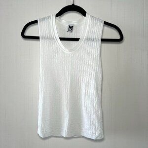 Missoni White Sleeveless Ribbed Knit Tank Top